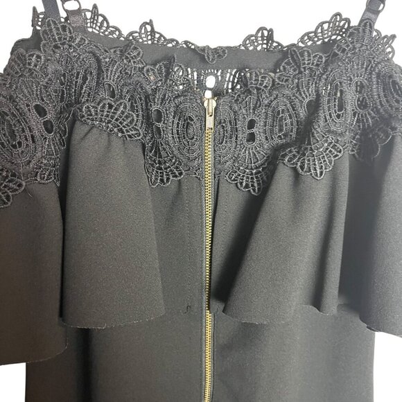 By & By Black Women's 7‎ Bodycon Dress Party Off Shoulder Ruffle Lace Black - Picture 3 of 6